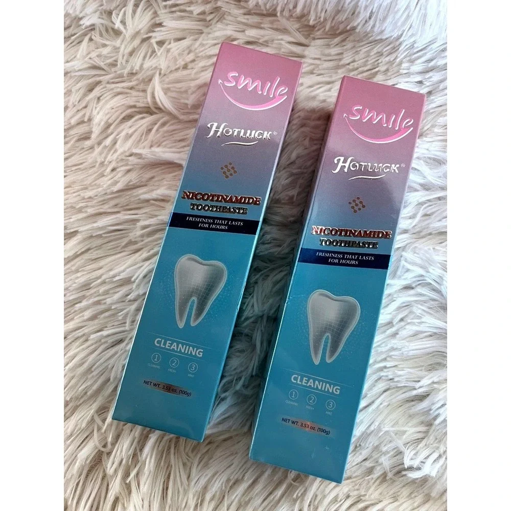Hotluck Nicotinamide Toothpaste Unisex 3.53oz 2pk‎ Blue Pink Fresh Mint Cleaning